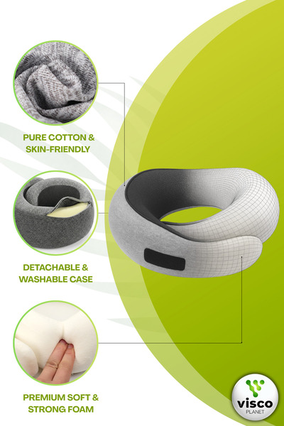Visco Planet Ortopedik Spiral Boyun Destekli Seyahat Yastığı %100 Ortopedik Visko