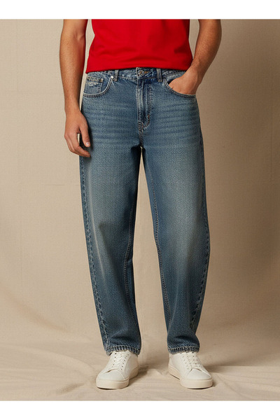 Lee Cooper بنطلون جينز رجالي واسع بقصة متوسطة الارتفاع