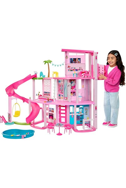 Barbie Dreamhouse, 75+ Pieces, Pool Party Doll House with 3 Story Slide