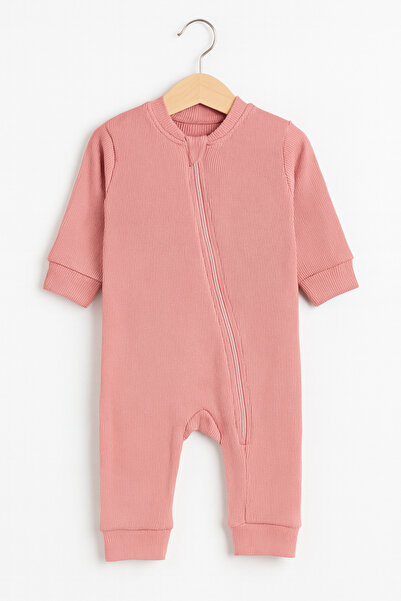 For My Baby Ribbed Jumpsuit with Zipper