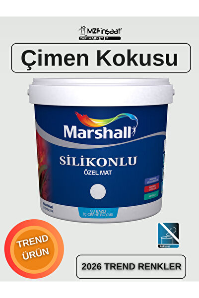 Marshall Silikonlu Özel Mat Silinebilir Kokusuz İç Cephe Boyası Çimen Kokusu