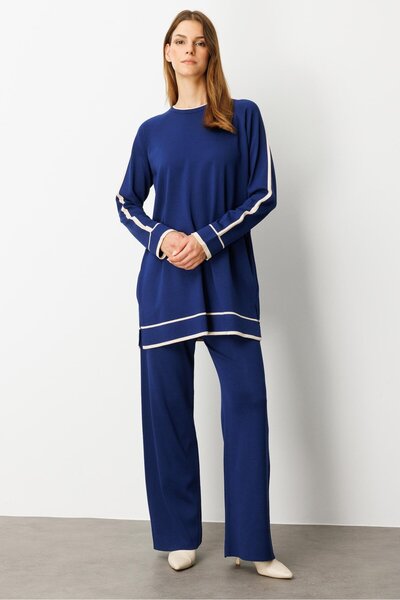 accort Çizgi Detaylı Triko Takım-SAX