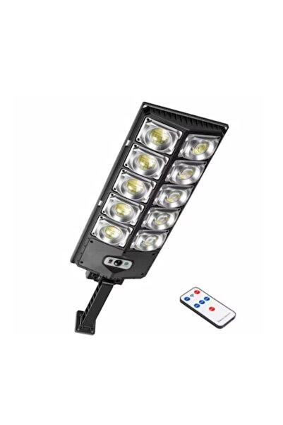 Deliny Lampă stradală solară W789A-5, 80W, 10 panouri, telecomandă, senzor de lumină și mișcare, neagră