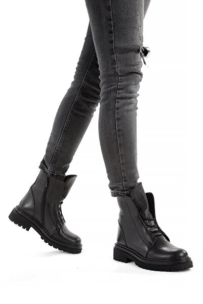 PİCCOLO أحذية نسائية من الجلد الطبيعي مع تفاصيل الأربطة والسحاب