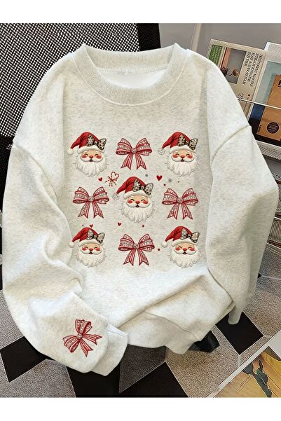 AEMİ Unisex New Year Concept Printed Oversized Crew Neck Sweatshirt