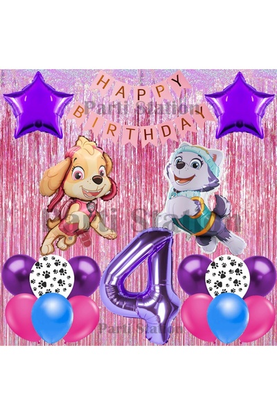 Parti Station Paw Patrol Skye and Everest Concept 4 Year Old Birthday Pink Ta...
