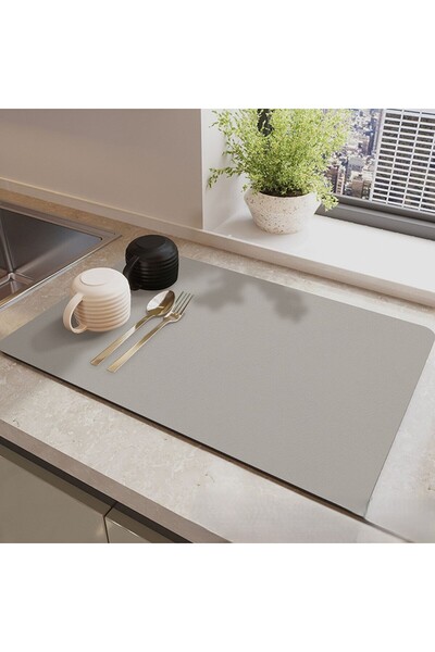 OEM Подложка за сушене на чинии и прибори, неплъзгаща се, 30*40 см, светло сива