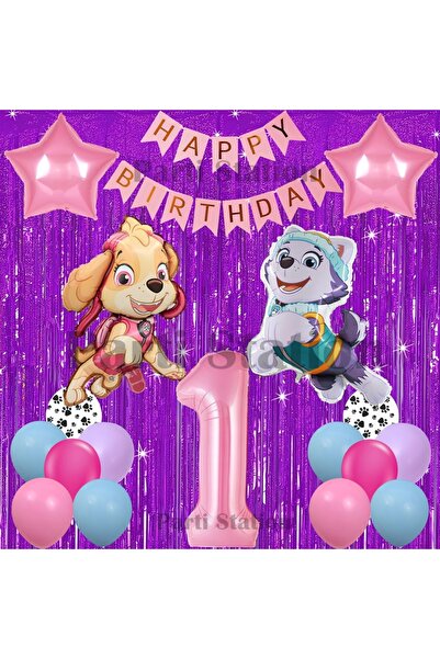 Parti Station Paw Patrol Skye and Everest Concept 1St Birthday Purple Tassel ...