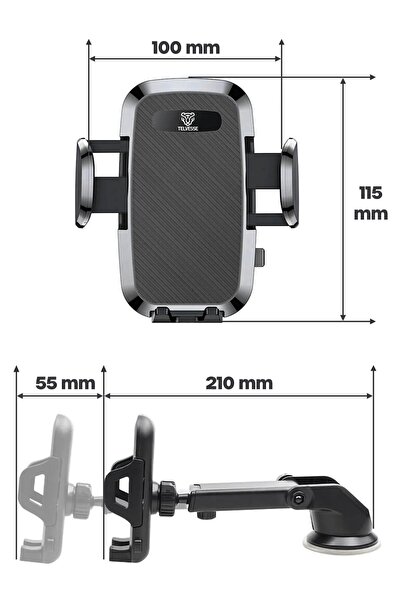 Venenon 2 MOD Klima Havalandırma + Torpido Araç Telefon Tutacağı Cam Vantuzlu Araba Telefon Tutucu TT01