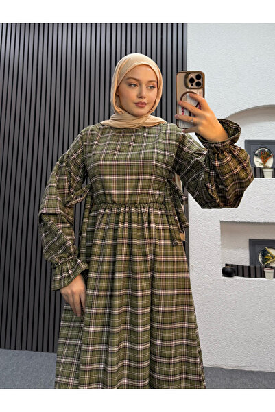 ENSA TESETTUR Φόρεμα Star καρό πράσινο