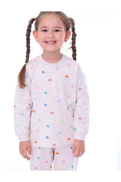 Emilakids Butterfly Patterned 100% Cotton Girls' Pajama Set