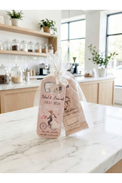 Matbaagraf 30 Adet Kişiye Özel Baskılı Magnet Açacak ve Kahve - Düğün Nişan S...