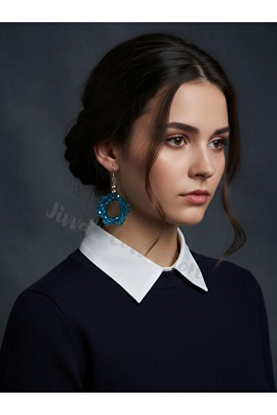 Cash Trade Vintage Silver Earrings with Blue Crystal Stone