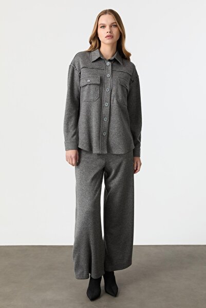 accort Cep Detaylı Triko Takım-GRİ