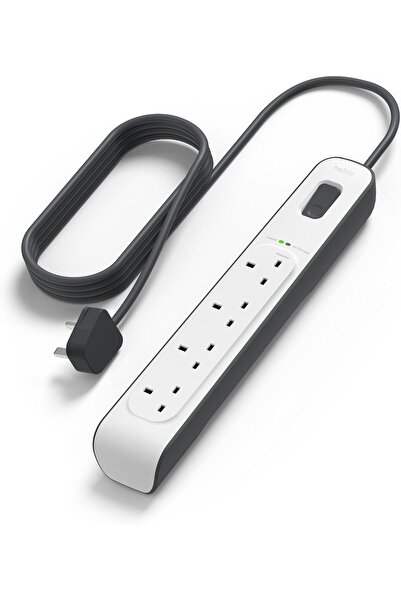 Belkin BSV400AF2M 4-Way Surge Protection Strip with 2m Cord - White