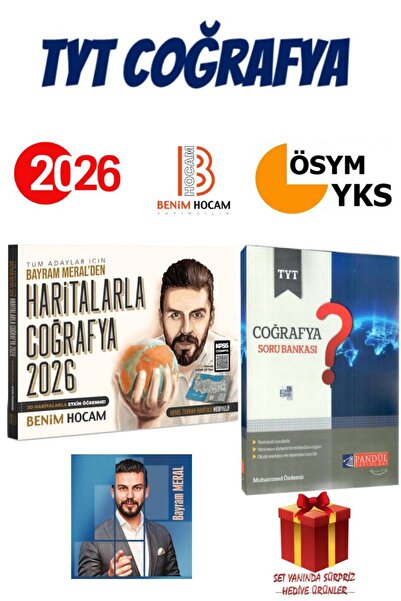 Pandül Yayınları 2026 Benim Hocam Haritalarla Coğrafya Bayram Meral+Pandül Yayınları TYT Coğrafya Soru Bankası