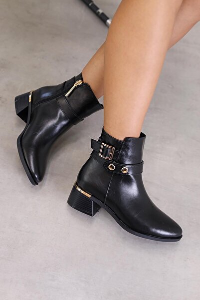 Stil Durağı Cl9781 Model 3 cm Heel New Season Short Boots Black