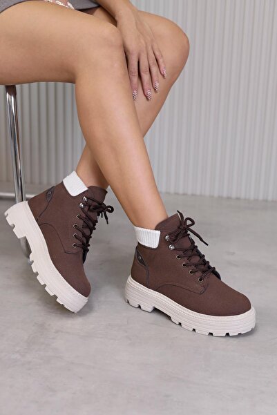 Stil Durağı Gz504 Model 3 cm Sole New Season Short Boots Brown