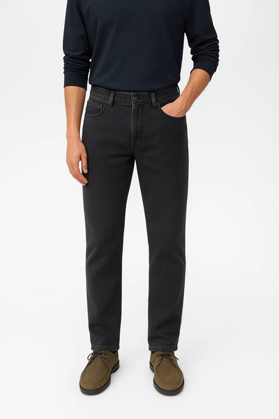 DAMGA JEANS Men's Stretchy High Waist 5 Pocket Smoked Jeans