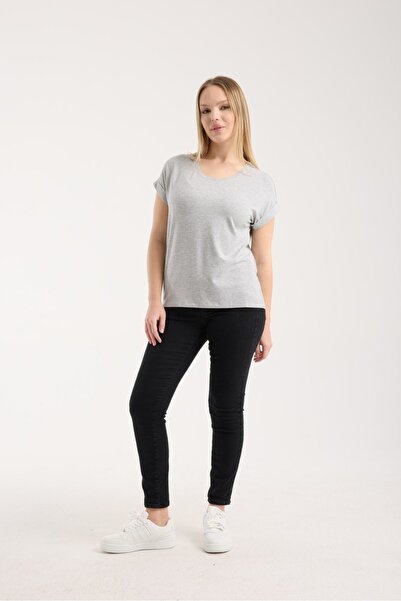 G-FOX Tricou confortabil pentru femei croială cu mâneci curbate basic cu gât rotund din viscoză 6011