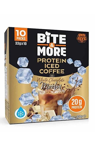 bite & more قهوة مثلجة غنية بالبروتين، بنكهة موكا الشوكولاتة البيضاء، 33 غرام × 10
