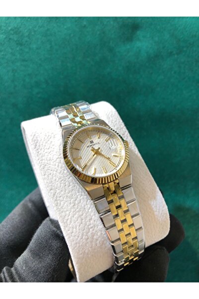 Momentus Waterproof Two-Tone Women's Wristwatch with Steel Calendar Butterfly Clip