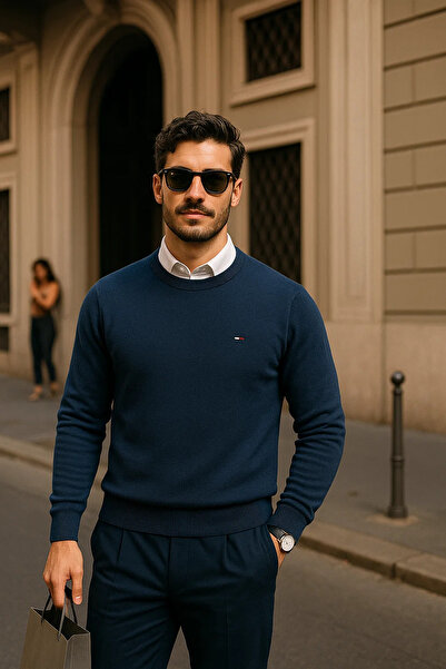 comstar Men's Casual Crew Neck Blue Sweatshirt