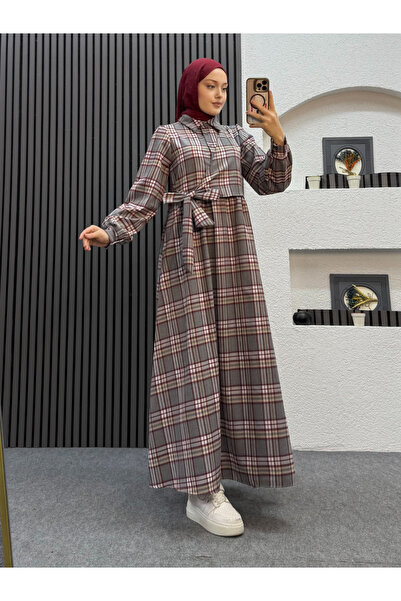 ENSA TESETTUR Lima Plaid Dress Gray