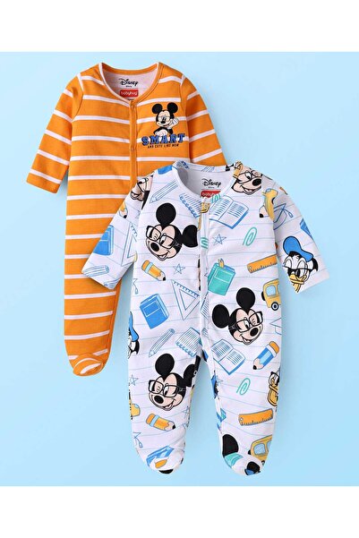 Babyhug Disney أطقم نوم كاملة القدمين برسومات ميكي ماوس (عبوة من قطعتين) - أب...