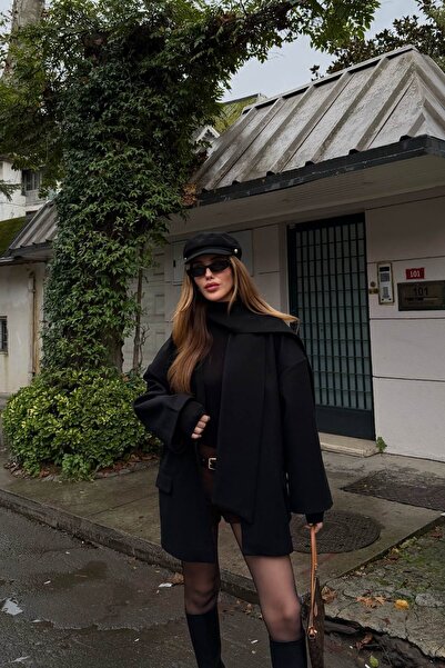 Laluvia Black Scarf Jacket - 25912