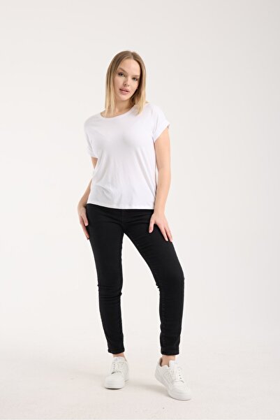 G-FOX Tricou confortabil pentru femei croială cu mâneci curbate basic cu gât rotund din viscoză 6011