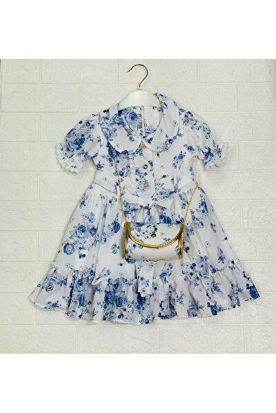 VAJESTO Kız Şifon Bebe Yaka Dijital Elbise