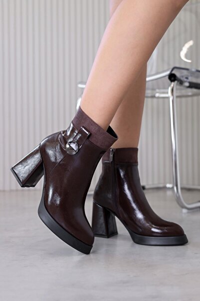 Stil Durağı Pm8003 Model 7 cm Heel New Season Boots Brown