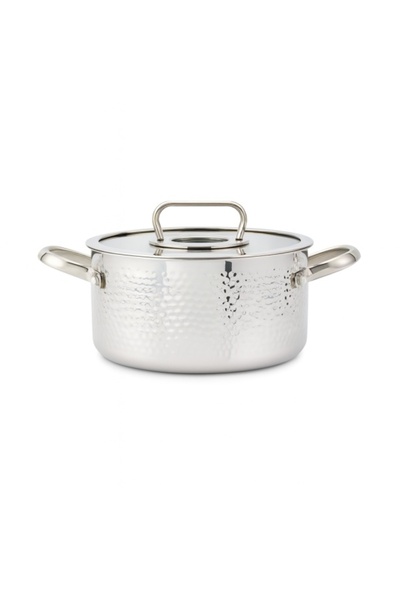 Zilan Stainless Steel Pot 4.5 L SS 304 Tryply, Riveted Handles, ZLN 1320, Silver