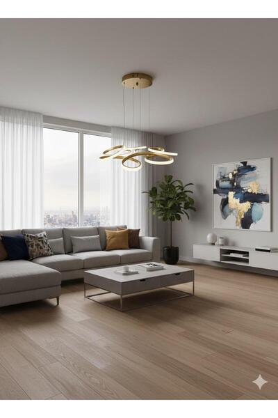 BİAVİZE GOLD PAPATYA MODERN LED SARKIT AVİZE