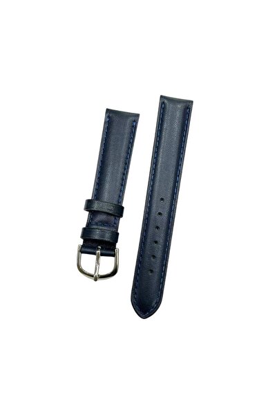 MercanSaat 18mm Flat Domestic Production Navy Blue Genuine Leather Soft Watch...