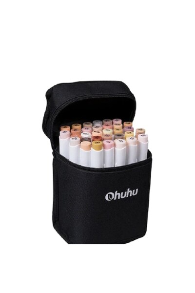 Ohuhu Set of 36 Honolulu Markers, Alcohol-Based, Dual Tip Brush & Chisel, Ski...