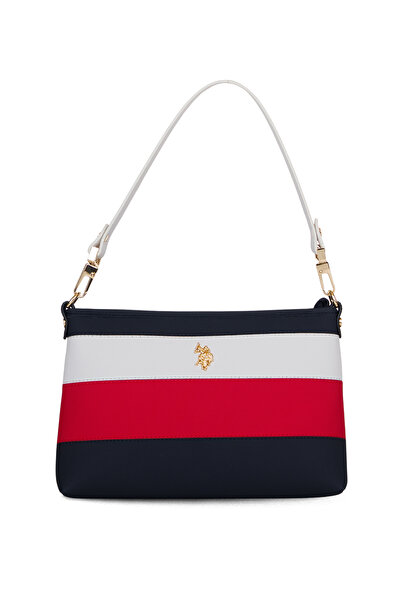 U.S. Polo Assn. Жіноча сумка-месенджер темно-синього, світло-червоного та біл...