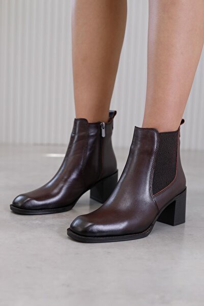 Stil Durağı E9805 model 5 cm heeled new season boots original leather brown