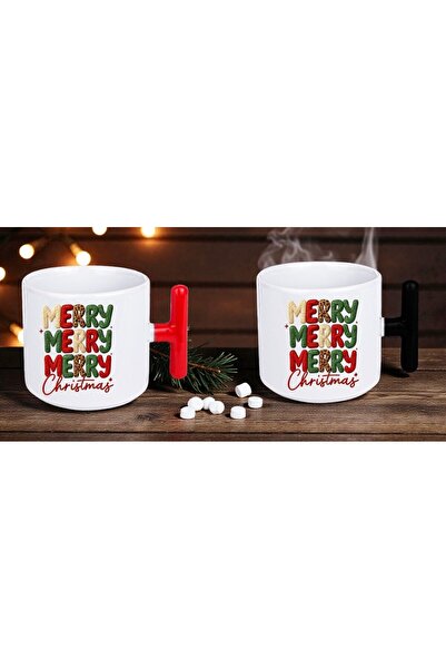 LADİJİTAL BASKI ÇÖZÜMLERİ 2-Person Red and Black t New Year's Cup Christmas