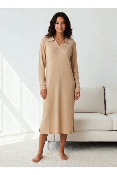 FAV قميص نوم بأكمام طويلة وياقة