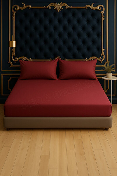 Pera Deluxe Red Color Cotton Combed Elastic Bed Sheet 180X200 cm – Domestic P...