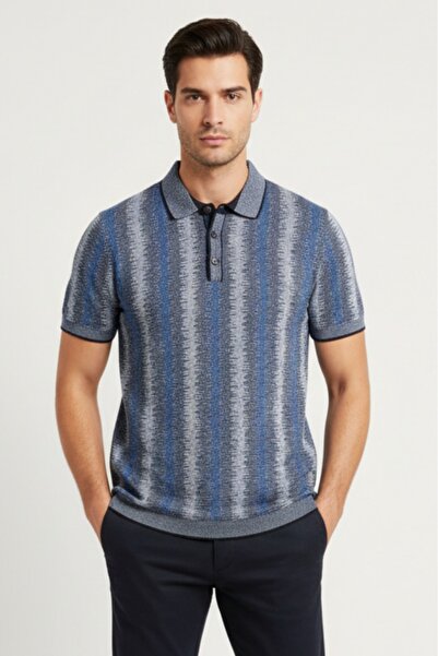 Geco Men's Premium Quality Zippered Polo Neck Short Sleeve Knitwear T-Shirt / T-Shirt