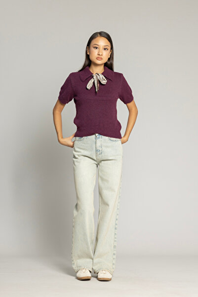 Nisan Pulover cu guler polo și detalii tip eșarfă