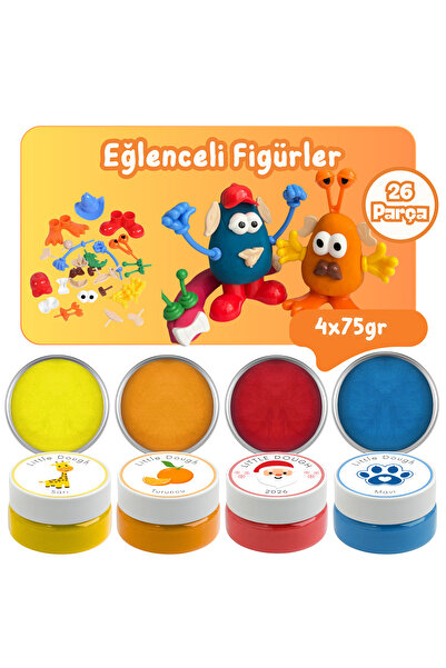 Little Play Dough Eğlenceli Figürler Doğal Oyun Hamuru Kalıbı Seti - 4x75GR D...