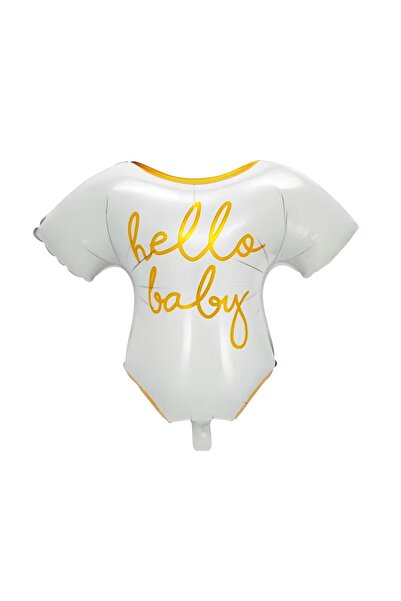 BEST PARTİ Hello Baby White Gold Dress Foil Balloon