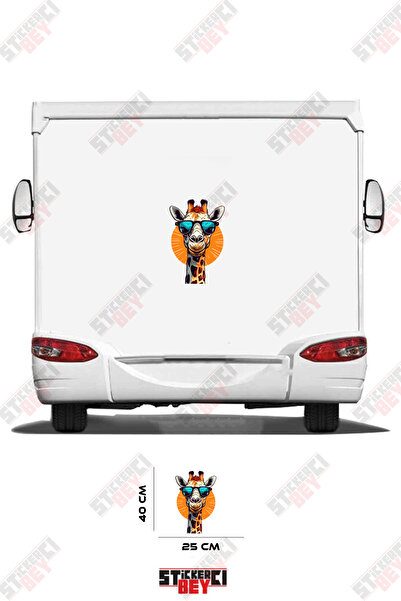 STİCKERCI BEY Giraffe with Glasses Visual Caravan Sticker Coating