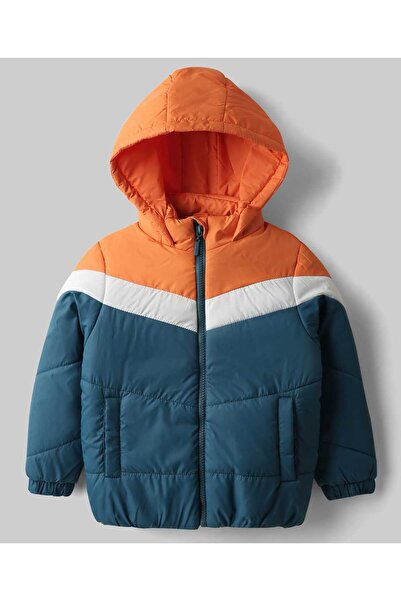 Pine kids Woven Full Sleeves Hooded Padded Jacket With Color Block Design - Multicolor