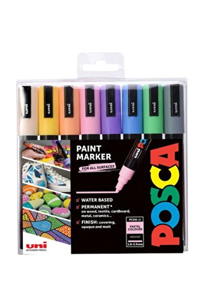 Uni Σετ 8 μαρκαδόρων, Posca PC5M, μεσαία μύτη, ανοιχτά χρώματα