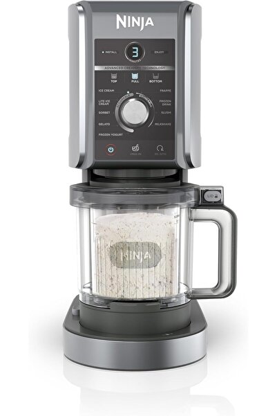 NINJA CREAMi Deluxe Ice and Ice Drink Machine with 2 Cups, 10 Functions, Silver, NC502EU